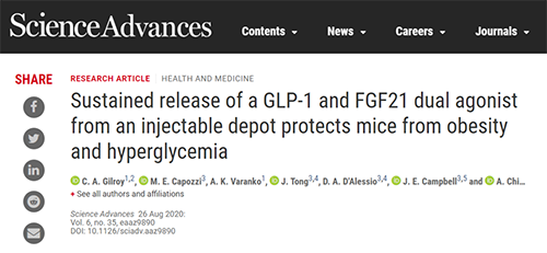 GLP1-ELP和ELP-FGF21协同治疗具有减肥作用 BJL平台