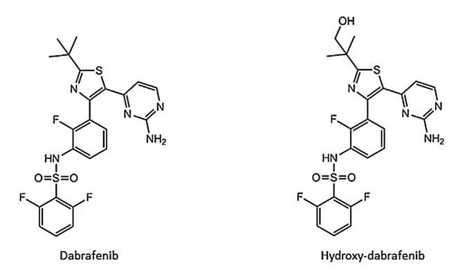 开发并验证新的LC-MS/MS要领，，，，用于定量人血浆中达拉非尼及其主要代谢物羟基达拉非尼 (OHD)。。。。。本研究中OHD(纯度>99%)通过BJL平台合成